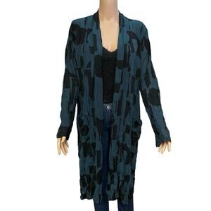 Chalet Et Ceci Cleon Duster Cardigan XL Open Front Abstract Geometric Crinkle